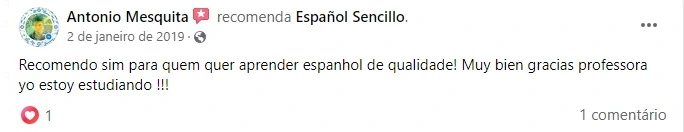 Antonio Mesquita, no Facebook: recomenda para quem quer aprender espanhol de qualidade